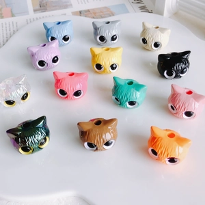 DIY Cartoon Katzenkopf Acrylperlen Für Schmuckherstellung Handgefertigte Bunte Tierperlen Für Armband Halskette Zubehör