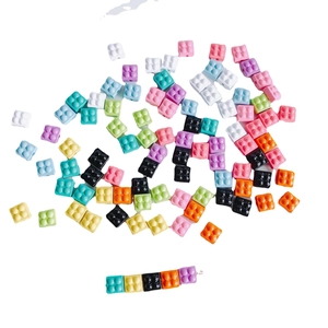 Colorful block-style square beads with round dots for DIY jewelry making and necklaces