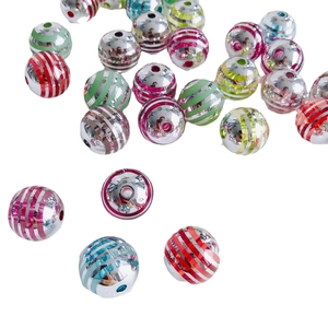 Bunte gestreifte Acrylperlen mit Metallic-Effekt für DIY-Schmuck und Halsketten