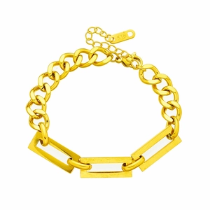 Collier gourmette plaqué or 18 carats avec maillons rectangulaires creux et étiquette K18
