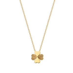 18K gold-plated clover necklace with mixed mirror and textured petal finishes