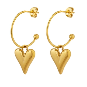 Orecchini a cuore in titanio placcato oro dal design minimalista e moderno