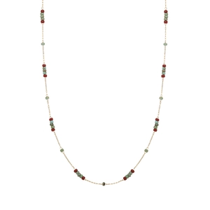Vintage-Halskette mit Türkis-Glasperlen und goldener Titanstahlkette für Damen