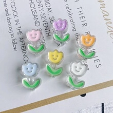 Platliggende kleurrijke hars tulp bedeltjes met smileys voor DIY accessoires maken