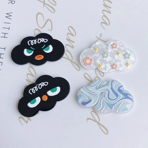 Acrylic Cloud Shaped Printed Pendant For DIY Jewelry Making Cartoon Expression Marble Pattern Charms For Earring Necklace