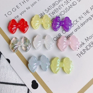 Translucent colorful resin bow patches for DIY jewelry making and hair clip accessories
