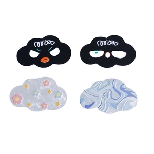 Cloud shaped acrylic pendants with abstract oil paint and cartoon facial patterns