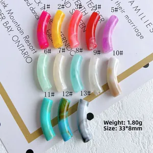 Translucent acrylic curved tube beads 33x8mm for DIY jewelry making in assorted colors
