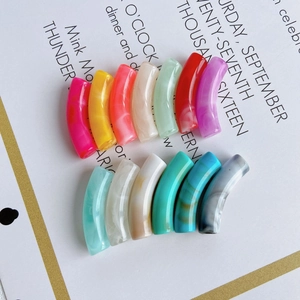 Translucent colorful acrylic curved tube beads for DIY bracelet jewelry making