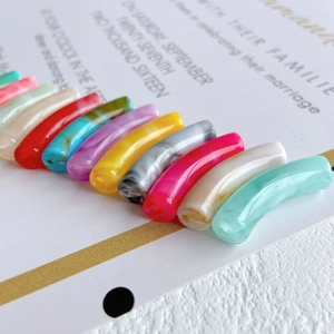 Translucent colorful acrylic curved tube beads for DIY bracelet and jewelry making