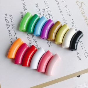Polished resin noodle beads in 14 colors for DIY necklace and bracelet jewelry making