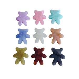 Set van 9 matte beren-bedeltjes van hars met Baby-gravure en marmerlook voor DIY