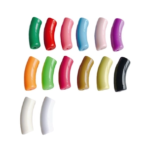 DIY curved tube beads in 14 assorted colors for handmade necklaces and bracelets