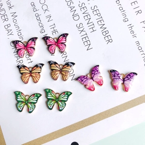 Achter-Set bunte Schmetterlings-Anhänger aus Metall für DIY Schmuck und Ohrringe