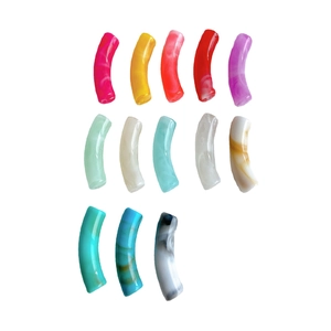Colorful translucent resin curved tube beads set for DIY jewelry and bracelet making