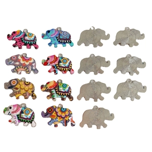Pendentifs éléphant ethniques en métal avec motifs bohèmes colorés pour bijoux DIY