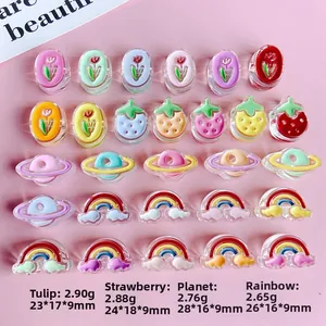 DIY hars sieraden bedeltjes in tulp-, aardbei-, planeet- en regenboogvormen
