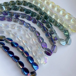 Perles ovales en cristal de verre facettées avec revêtement AB pour bijoux DIY