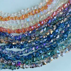 Colorful 10x8mm butterfly glass beads for DIY necklaces with 90 beads per strand
