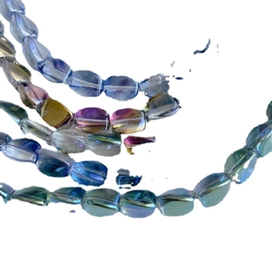 Perles ovales en cristal de verre irisées pour colliers et bracelets faits à la main