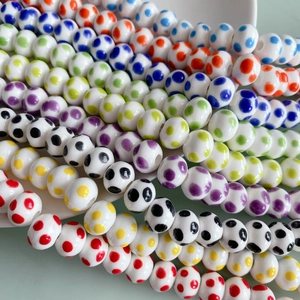 Perline di Ceramica a Pois Fatte a Mano con Foro Grande Perline Sciolte Rotonde per DIY Collana Bracciale Accessori per Gioielli
