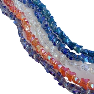 Rainbow glass butterfly beads for DIY jewelry making in blue orange and purple
