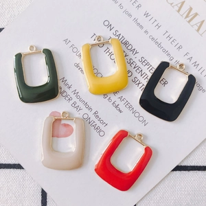 Ciondolo Geometrico a Forma di U Fai da Te in Lega Smaltata Gocciolante d'Olio Accessori per Gioielli Minimalisti Vintage per Orecchini Collane