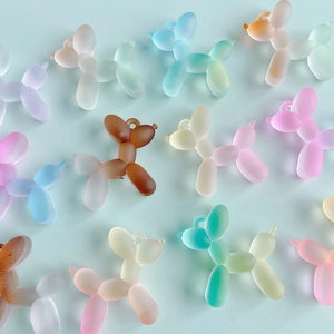 Matte gradient acrylic balloon dog charms for DIY jewelry making in pastel macaron colors