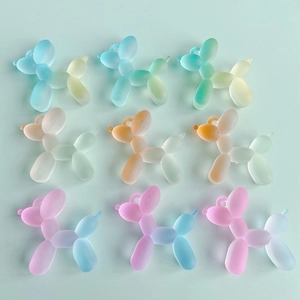 Frosted acrylic gradient balloon dog charms for DIY keychain accessories in macaron colors