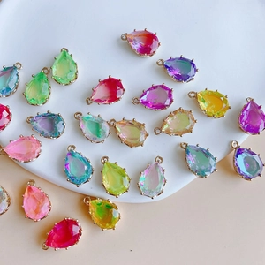 Pendentifs en cristal goutte d'eau avec bordure en cuivre doré en dégradé pour bijoux DIY