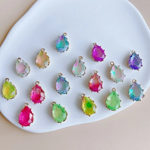 Pendentifs en cristal de goutte d'eau avec bordure dorée pour bijoux DIY
