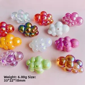 Chubby acrylic cloud beads in colorful iridescent finishes for DIY jewelry making