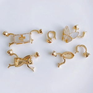 Connecteurs de bijoux DIY plaqués or avec nacre et zircons cubiques brillants