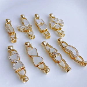 Connecteurs en laiton doré avec nacre et zircons pour la création de bijoux DIY