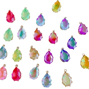Pendentifs gouttes en cristal taillé avec bordure dorée pour bijoux DIY