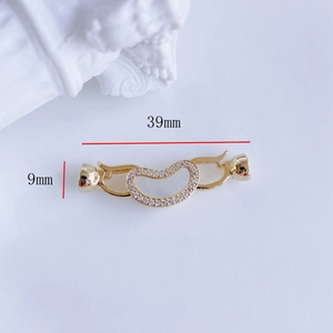 Connecteur doré avec zircon et nacre, longueur 39mm pour colliers artisanaux