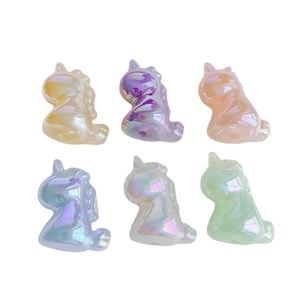 Iridescent unicorn resin charms in six pastel macaron colors for DIY jewelry crafts