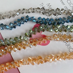 Geometric Square Faceted Glass Beads DIY Jewelry Making Accessories Colorful Transparent Crystal Glaze Loose Beads