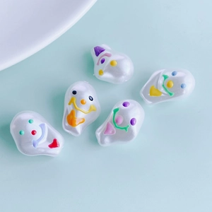 DIY colorful hand-painted smiley face acrylic resin irregular pearls for jewelry making