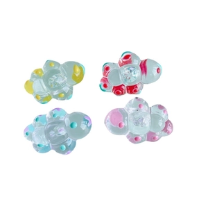 DIY colorful acrylic resin cloud charms with painted polka dots for jewelry making
