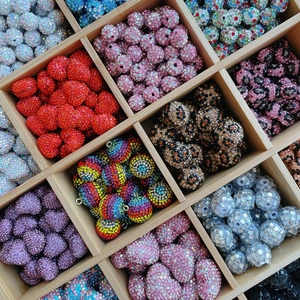 Sélection de perles en strass de cristal en formes de cœur et de boule pour bijoux DIY