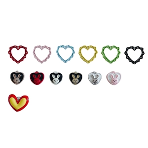 Colorful hollow heart and rabbit charm pendants for DIY jewelry making accessories