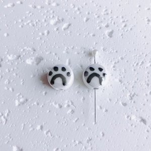 Perles en céramique blanche polie avec empreinte de patte pour la création de bijoux DIY