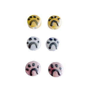 Perles rondes en céramique avec empreinte de chat pour bijoux DIY et bracelets