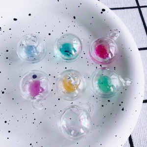 Irisierende Transparente Blasen Glas Kugel Anhänger Bunte Mundgeblasenes Glas Wasserball Charms Mit Schlaufe Für DIY Schmuckherstellung Zubehör