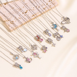 Mode Kupfer Strass Stern Herz Anhänger Halskette Für Damen Elegante Stahlfarbe Künstliche Perle Halskette Schmuck Geschenk