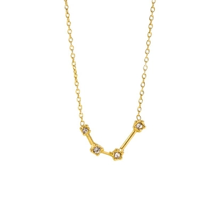 Elegante goldene Sternbild-Halskette mit vier funkelnden Zirkonia-Steinen auf weißem Grund
