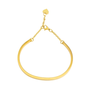 Polished 18K gold plated stainless steel heart pendant bracelet with adjustable C-shape