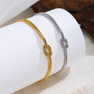 Minimalist 304 Stainless Steel Double Snake Chain Infinity Love Knot Bracelet For Women Trendy Gold Silver Plated Jewelry