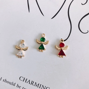 Angel Shape Zirconia Pendants Gold Plated Copper Mini Angel Fairy Wings Charms For DIY Necklace Bracelet Earring Making Jewelry Accessories